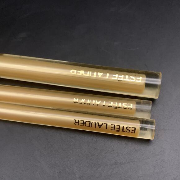 Vintage NEW Estee Lauder 3 Pc. Makeup Brush Set Gold Tone - Picture 4 of 7